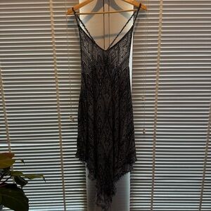 Intimately Free People Flowy Black& White Geometric Dress W Handkerchief Hem XS